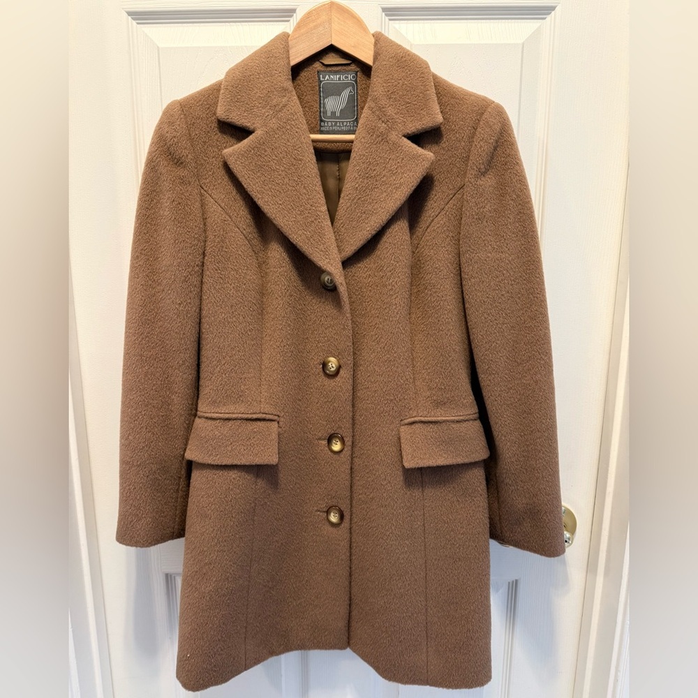Peruvian Baby Alpaca women’s Pea Coat-Camel color